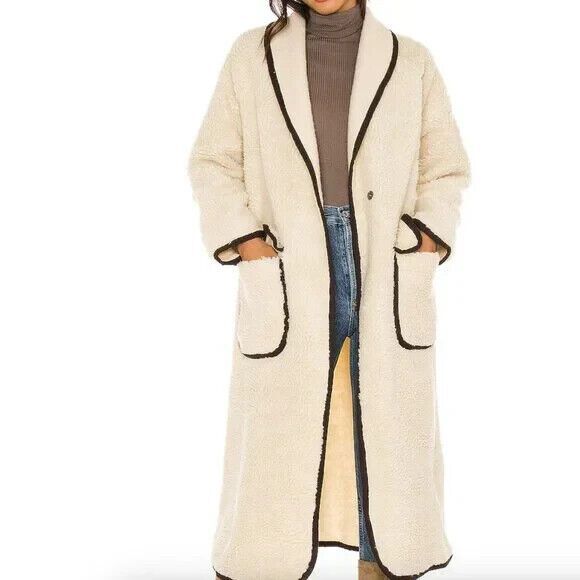 Free People Jackets & Blazers - Free People Irresistible Teddy Cardi Maxi Jacket Pockets Oversized Ivory LARGE